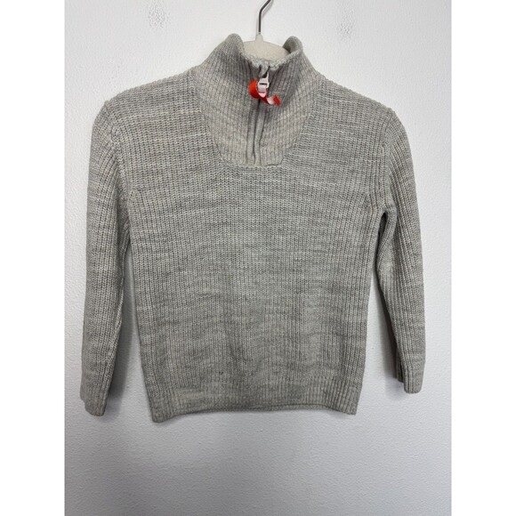 H&M Kids 5T Half Zip Cable Knit Sweater Gray Mock Neck Long Sleeve Cotton - Picture 1 of 9